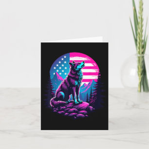 Tarjeta 4 De Julio Bandera Estadounidense Howling Wolf Baj