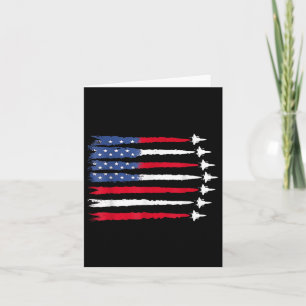 Tarjeta 4 De Julio Bandera Jet Estadounidense Patriótica E