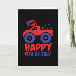 Tarjeta 4 de Julio Camión Monstruo de Niños USA