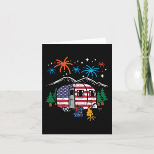 Tarjeta 4 de julio Camper Van Us Bandera Patriótica Campin