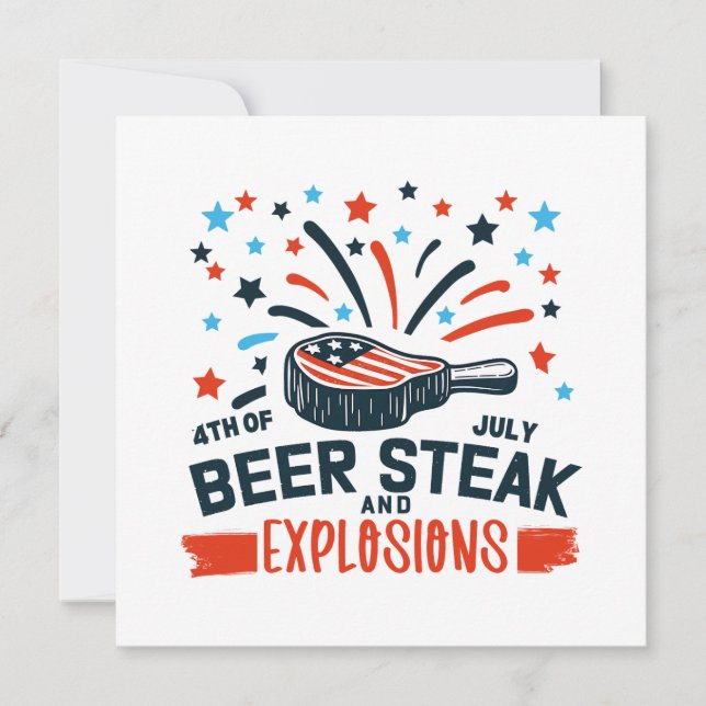 Tarjeta 4 De Julio: Carne De Cerveza Y Explosiones (Anverso)