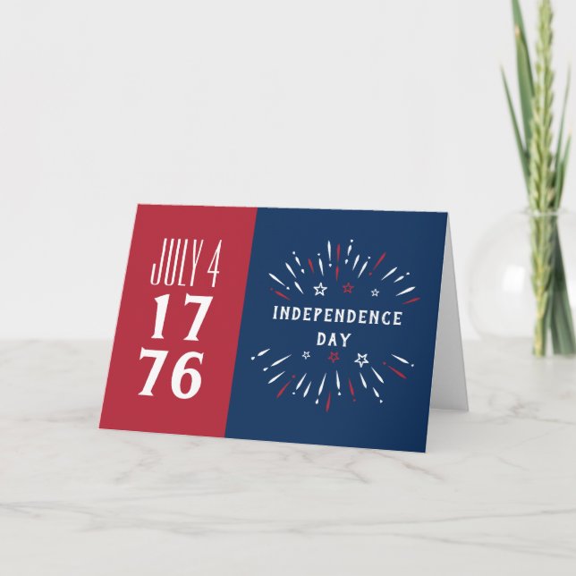 Tarjeta 4 de julio de 1776 Estados Unidos: fuegos artifici (Anverso)