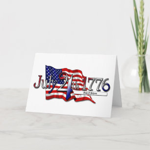 Tarjeta 4 de julio de 1776 Estrellas y rayas