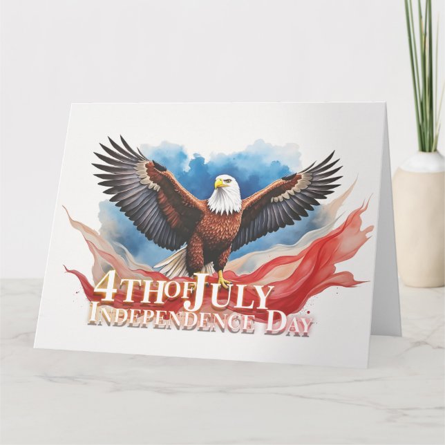 Tarjeta 4 de julio de Águila - Diseño de arte patriótico (Anverso)