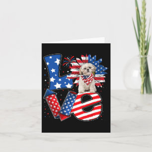 Tarjeta 4 De Julio Decor Patriótico Amor Shih Tzu Perro Ee