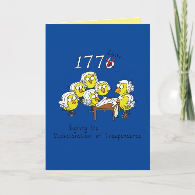 Tarjeta 4 de julio, divertida declaración de independencia (Anverso)