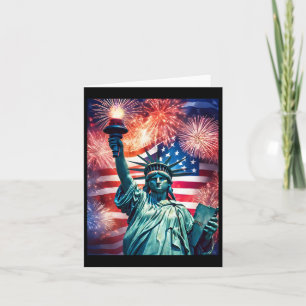 Tarjeta 4 De Julio Estatua De La Libertad Patriótica Bande