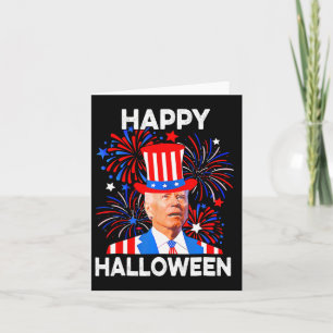 Tarjeta 4 De Julio Feliz Halloween Gracioso Biden Confuso