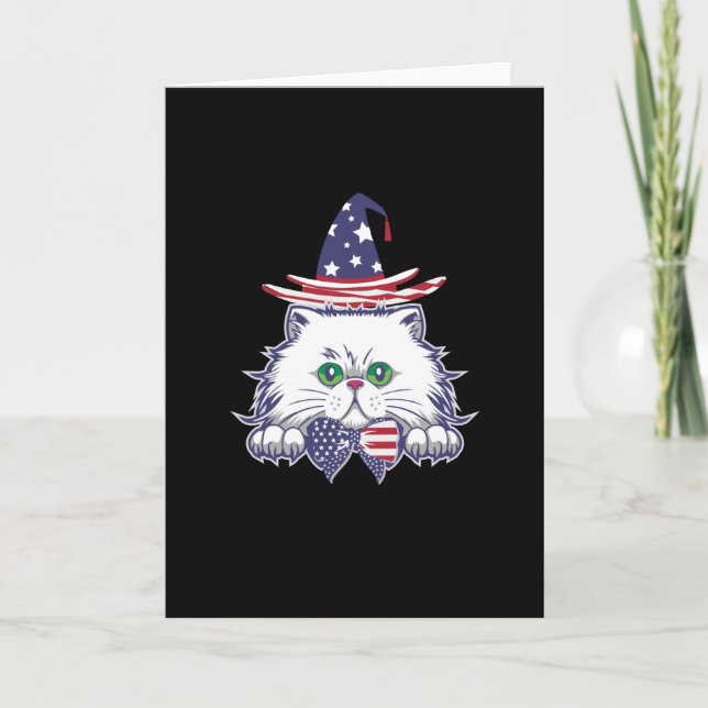 Tarjeta 4 de julio Freedom USA Patriotic Cat (Anverso)