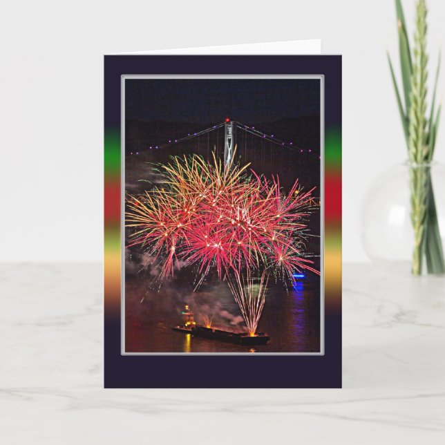 Tarjeta 4 de julio Fuegos artificiales (Anverso)