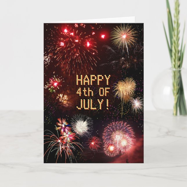 Tarjeta 4 de julio Fuegos artificiales (Anverso)