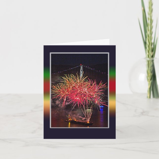Tarjeta 4 de julio Fuegos artificiales (Anverso)