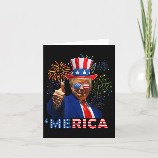 Tarjeta 4 De Julio Funny Fuegos artificiales De Trump Inde (Anverso)