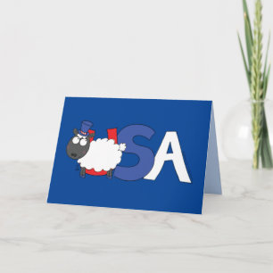 Tarjeta 4 de julio Funny USA Sheep