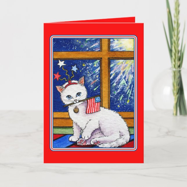 Tarjeta 4 de julio gato (Anverso)