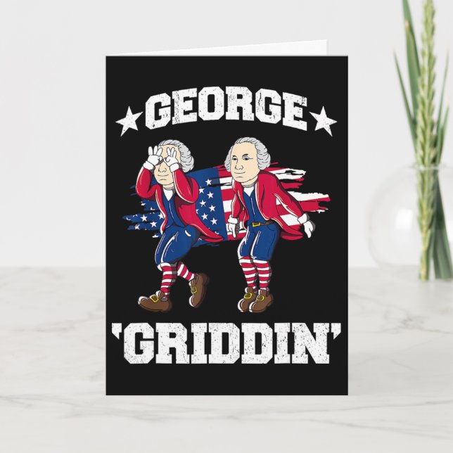 Tarjeta 4 de julio George Washington Griddy George Griddi (Anverso)