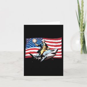 Tarjeta 4 De Julio George Washington Riding Shark America
