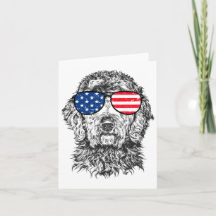 Tarjeta 4 De Julio Goldendoodle Doodle Perro Patriótico Ee