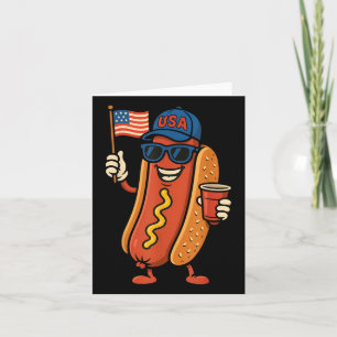 Tarjeta 4 De Julio Hotdog Funny 4 De Julio Patriótico
