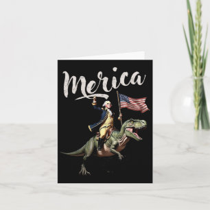 Tarjeta 4 De Julio Merica George Washington Riding A Dino