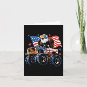 Tarjeta 4 De Julio Monster Camión Bald Eagle Bandera Estad