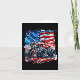 Tarjeta 4 De Julio Monster Truck Bandera Estadounidense Us