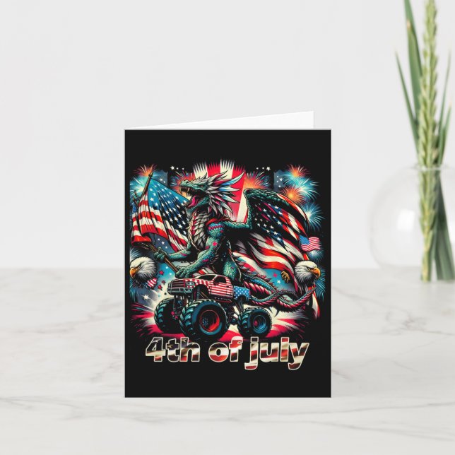 Tarjeta 4 De Julio Monstruo Dragón Camión Byld Eagle Ameri (Anverso)