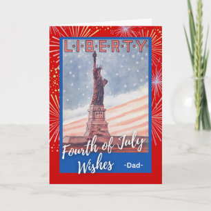 Tarjeta 4 de julio para la estatua de papá de la libertad