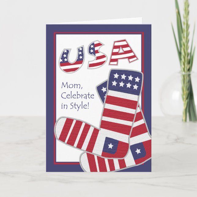 Tarjeta 4 de julio para madre, soplones patrióticos (Anverso)