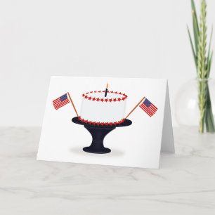 Tarjeta 4 De Julio Pastel De Cumpleaños