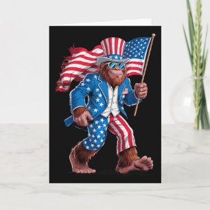 Tarjeta 4 De Julio Patriótico Americano Bigfoot Sasquatch