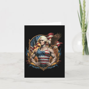 Tarjeta 4 De Julio Patriótico Divertido George Washington 