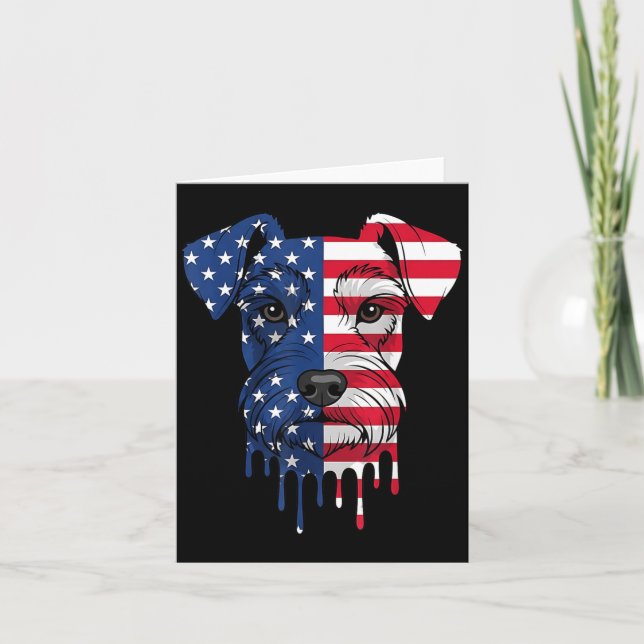 Tarjeta 4 de julio perro Schnauzer miniatura americano (Anverso)
