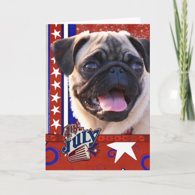 Tarjeta 4 de julio - Pug (Anverso)