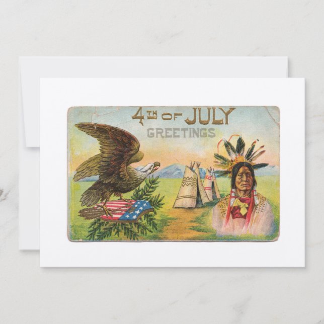 Tarjeta 4 de julio Saludos (Anverso)