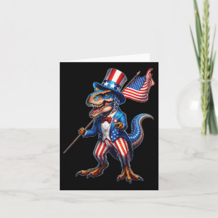 Tarjeta 4 De Julio T-rex Eeuu Bandera Patriótica Estadouni