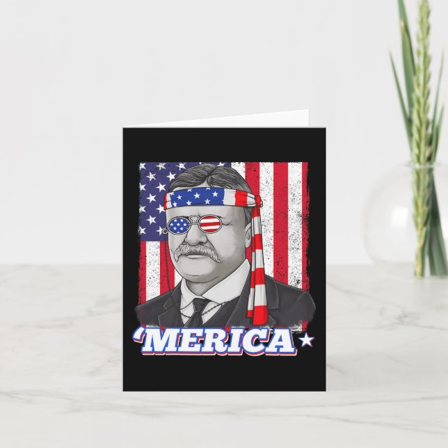 Tarjeta 4 De Julio Theodore Roosevelt Merica Patriótica EE (Anverso)