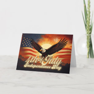 Tarjeta 4 de Julio – Tributo Majestuoso al Águila y Fuegos