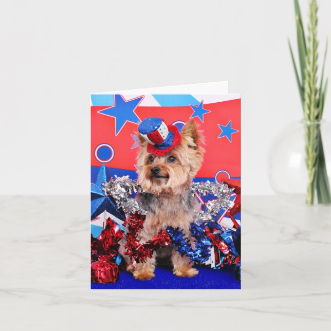 Tarjeta 4 de julio - Yorkie - Vinnie (Anverso)