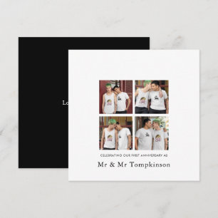 Tarjeta 4 foto LGBT Amo Esposo 1er aniversario negro