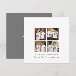 Tarjeta 4 fotos del primer aniversario del matrimonio LGBT