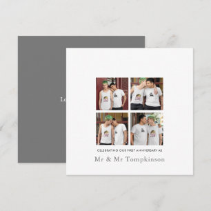 Tarjeta 4 fotos del primer aniversario del matrimonio LGBT