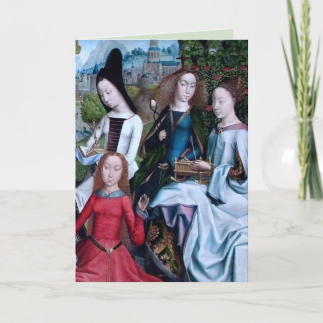 Tarjeta 4 Mártires Vírgenes en un Jardín (detalle; M 070)  (Anverso)