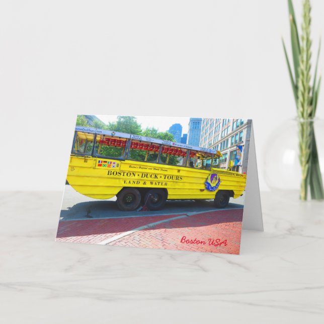 Tarjeta 4 páginas impresas Birthday Bus Duck Tour Rosa Zom (Anverso)