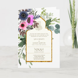 Tarjeta 4 páginas NIKAH WALIMA invita a la alga floral ros