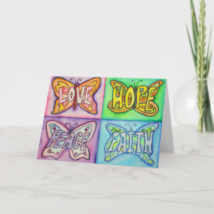 Tarjeta 4 Palabras Mariposa Alas de Arte Saludo o Cartas d