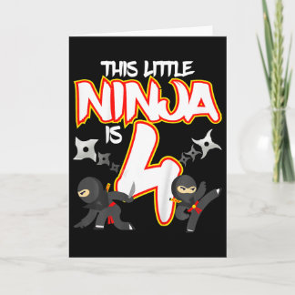 Tarjeta 4 Year Old Ninja Birthday Party Martial Arts Karat
