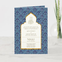 4Pg NIKAH WALIMA Invitó al Islámico Ornato Azul
