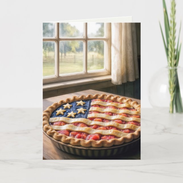 Tarjeta 4th of July Birthday with American Flag Pie (Anverso)