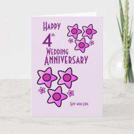 Tarjeta 4to aniversario de boda del diseño floral